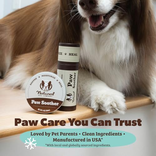 Image of Natural Dog Company Paw Soother Balm Bundle, (1) 2 oz. Tin & (1) Travel Stick, Dog Paw Cream and Lotion, Moisturizes & Soothes Irritated Paws & Elbows, Protects from Cracks & Wounds