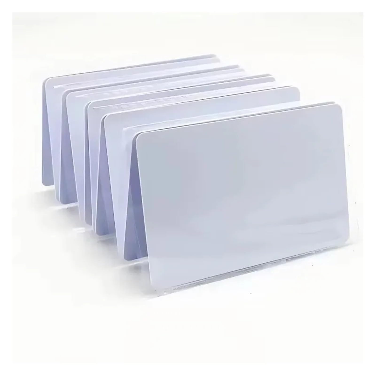 100 biglietti in PVC bianco lucido su entrambi i lati