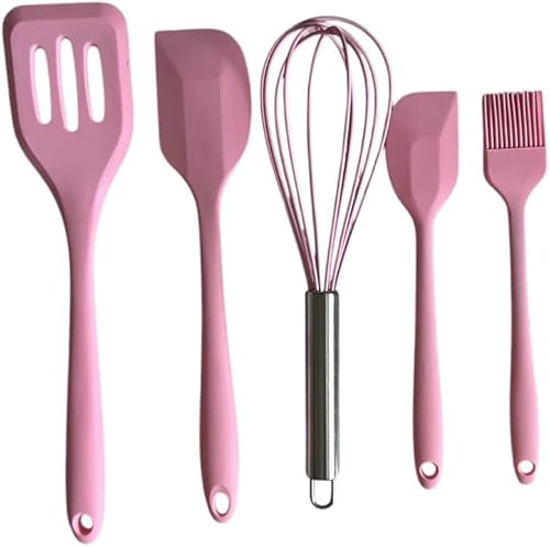 Miniatura 4 de Juego de espátulas de silicona de 5 piezas con batidor de huevos y cepillo para untar, resistentes al calor, antiadherentes, sin BPA, para cocinar