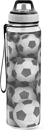 Miniatura 2 de Botellas de agua de fútbol de fútbol, botella de agua deportiva con pajilla, botella de agua transparente grande para correr, botella de agua sin