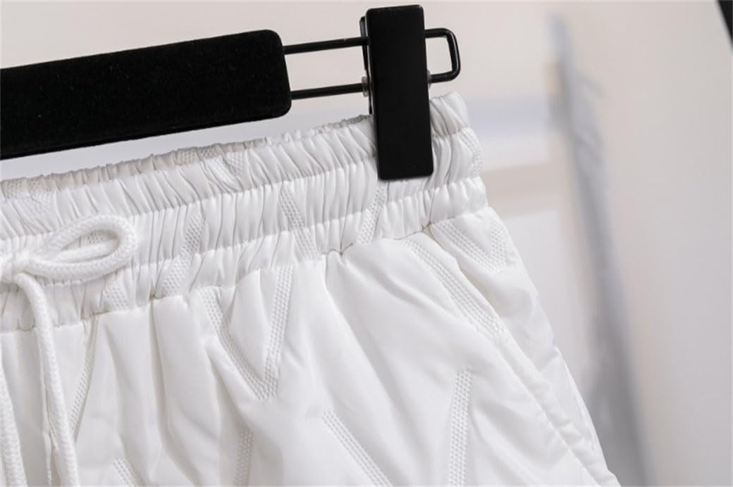 Women's Winter Warm Down Cotton Pants Thick Harem Pants with Elastic Waist Casual Loose Fleece Trousers