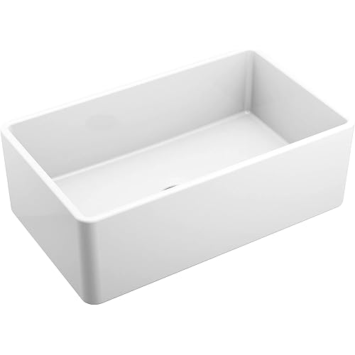 Moen FC301810 Apron-Front Fireclay Single Bowl Undermount Kitchen Sink, 30", White