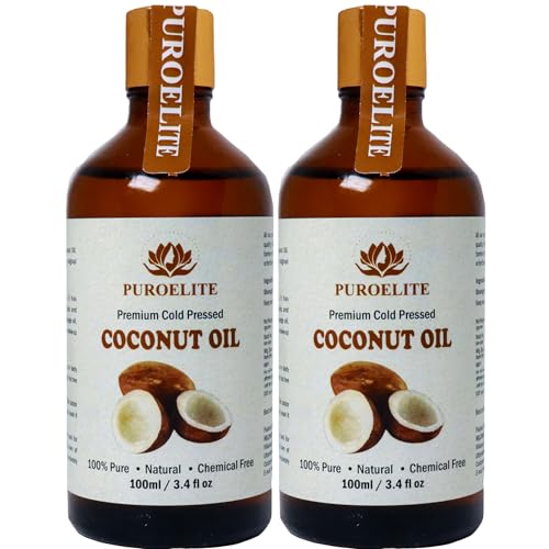 Image of Premium Cold Pressed Coconut Oil,100% Pure & Natural for Face, Hair & body Glass bottle with dropper 100 ml + 100 ml