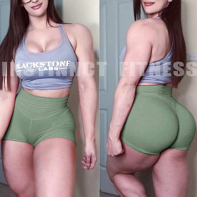 CFR Women Workout Shorts Gym Shorts Fitness Scrunch Butt Lifting High Waist Athletic Shorts Hot Shorts for Summer (Green,XS) - Image 6