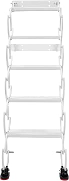 5 Steps Wall Mounted Folding Ladder, Attic Ladder Pull Down System, Telescoping Step Ladders, Retractable Folding Stair for Loft, Garage, Basement, Warehouse, 440 lbs Load Capacity, White