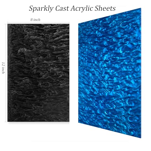 Image of TOEPODO Pearlescent Ripple Cast Acrylic Sheets 1 /8inch Thick Marble Acrylic Sheet for Laser Cutting Plexiglass Sheets for Art Design DIY Crafts Home Deco (6, Deep, 8x12 Inch)