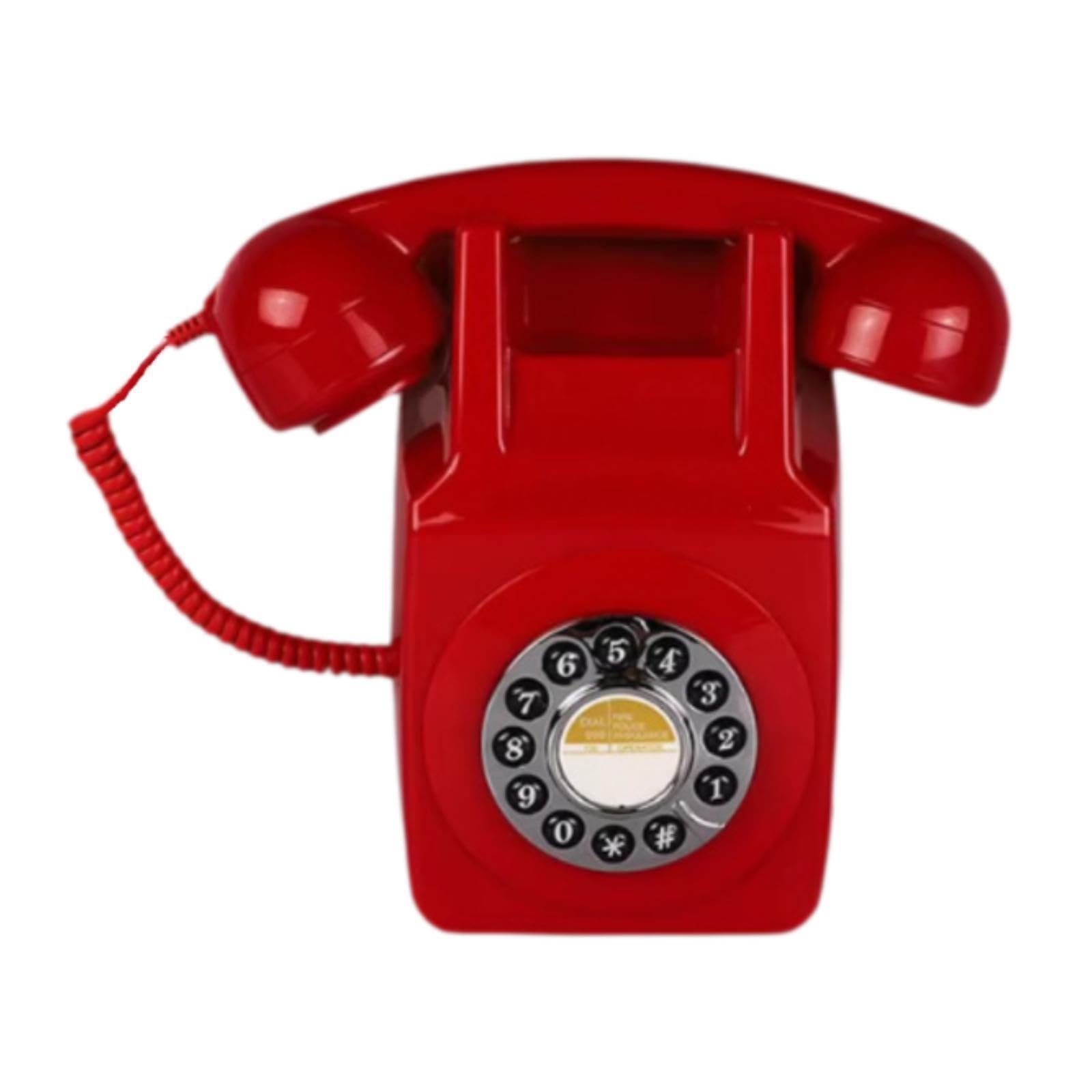 Telefono fisso vecchio stile, vintage, con,Rosso,22x14.5x9 cm