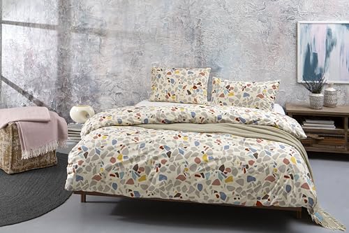 Hibboux 135 x 200 cm Terazzo Duvet Cover Set, Sand, Gray, Twin - Image 2