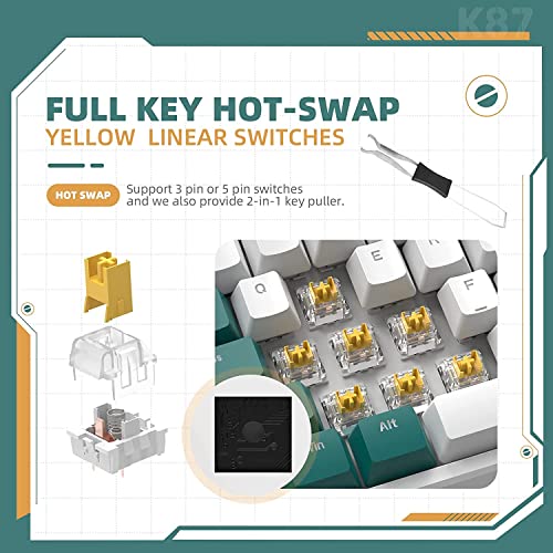Image of Wireless Gaming Keyboard and Custom Coiled USB C Cable,Triple Mode 2.4GHz /BT 5.0 /USB-C,TKL Hot Swappable Mechanical Keyboard Yellow Switches,Rechargeable 3000mAh for PC PS5 PS4 Xbox-2 in 1 Kit