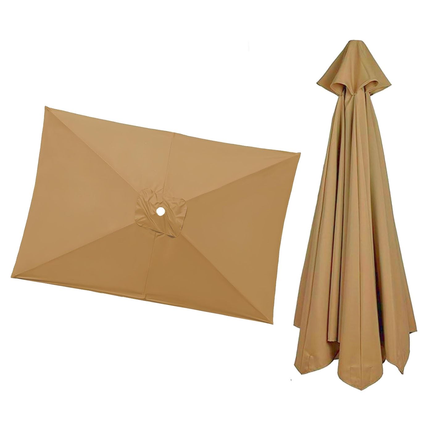 Garden Umbrella Replacement Cloth Parasol Canopy Cover 2.0/2.5/2.7/3.0m Replacement Parasol Fabric Cover For Market Beach(Khaki,1.9 m x 1.25 m)