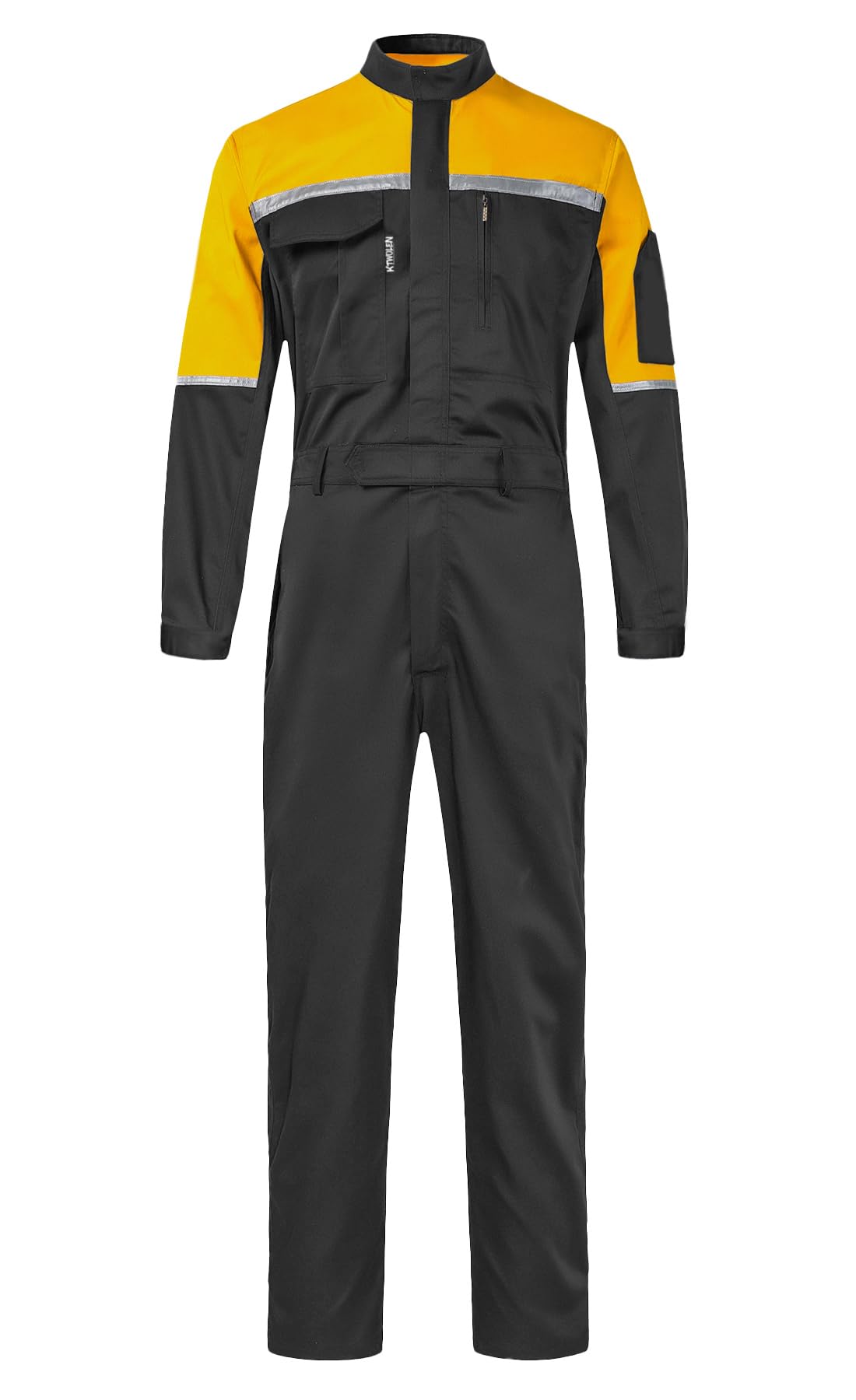 KTWOLEN Mens Reflective Coverall Work Mechanics Coverall Work Suit Hi Vis Jumpsuit Bicolor Overalls