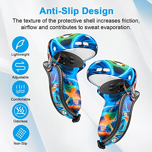 Image of for Oculus Quest 2 Accessories, Relohas VR Accessory Set for Meta Quest 2, Include Controller Grip Leather Cover, VR Shell Cover, Face Cover, The Best Gifts for Christmas and Halloween(Aurora)