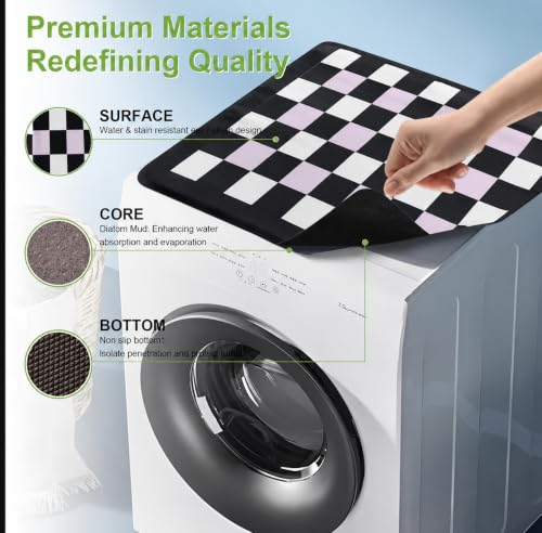 Image of Homecloud Non-Slip Washing Machine Mat - Durable Waterproof Protective Cover for Washer & Dryer, Dust-Resistant Mat Ideal for Laundry Room & Kitchen Appliances (Black Grey)