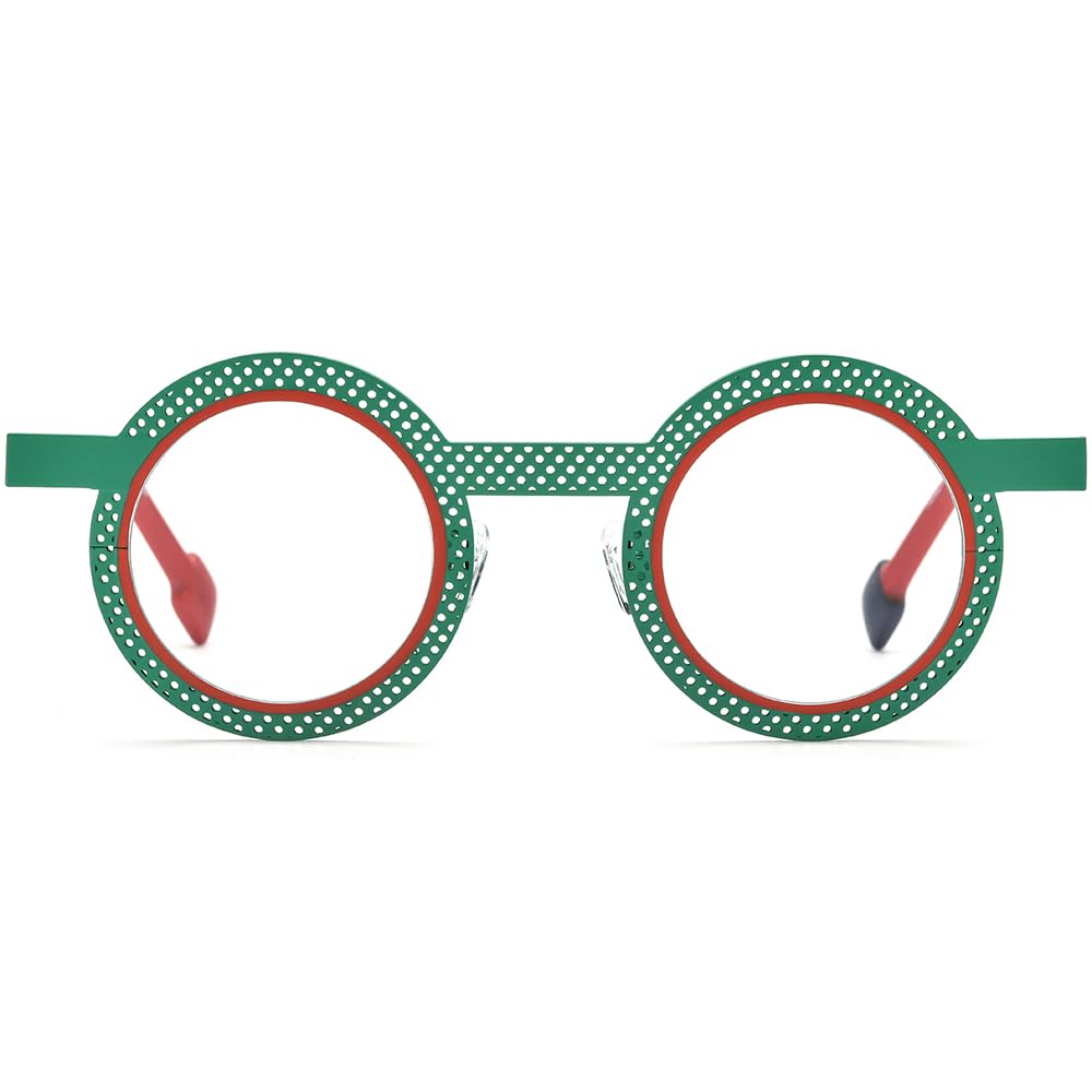FONEX Colorful Pure Titanium Glasses Frame Women Retro Round Eyeglasses