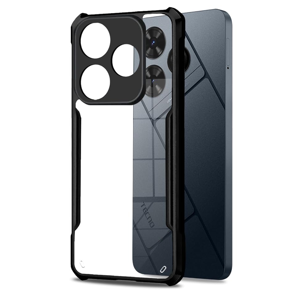 Fashionury Shockproof Crystal Clear Back Cover Case for Tecno Pop 8 | Protective Design | 360 Degree Protection | Transparent Back Cover Case for Tecno Pop 8 (PC, TPU | (Black Bumper) (B0CS6FXJJ7) Amazon Price History, Amazon Price Tracker