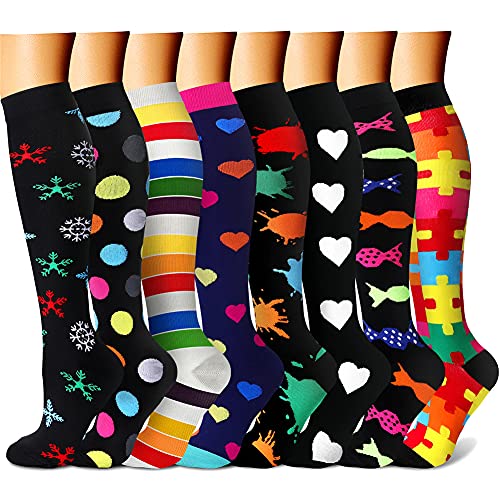 CHARMKING Compression Socks for Women & Men Circulation (8 Pairs)...