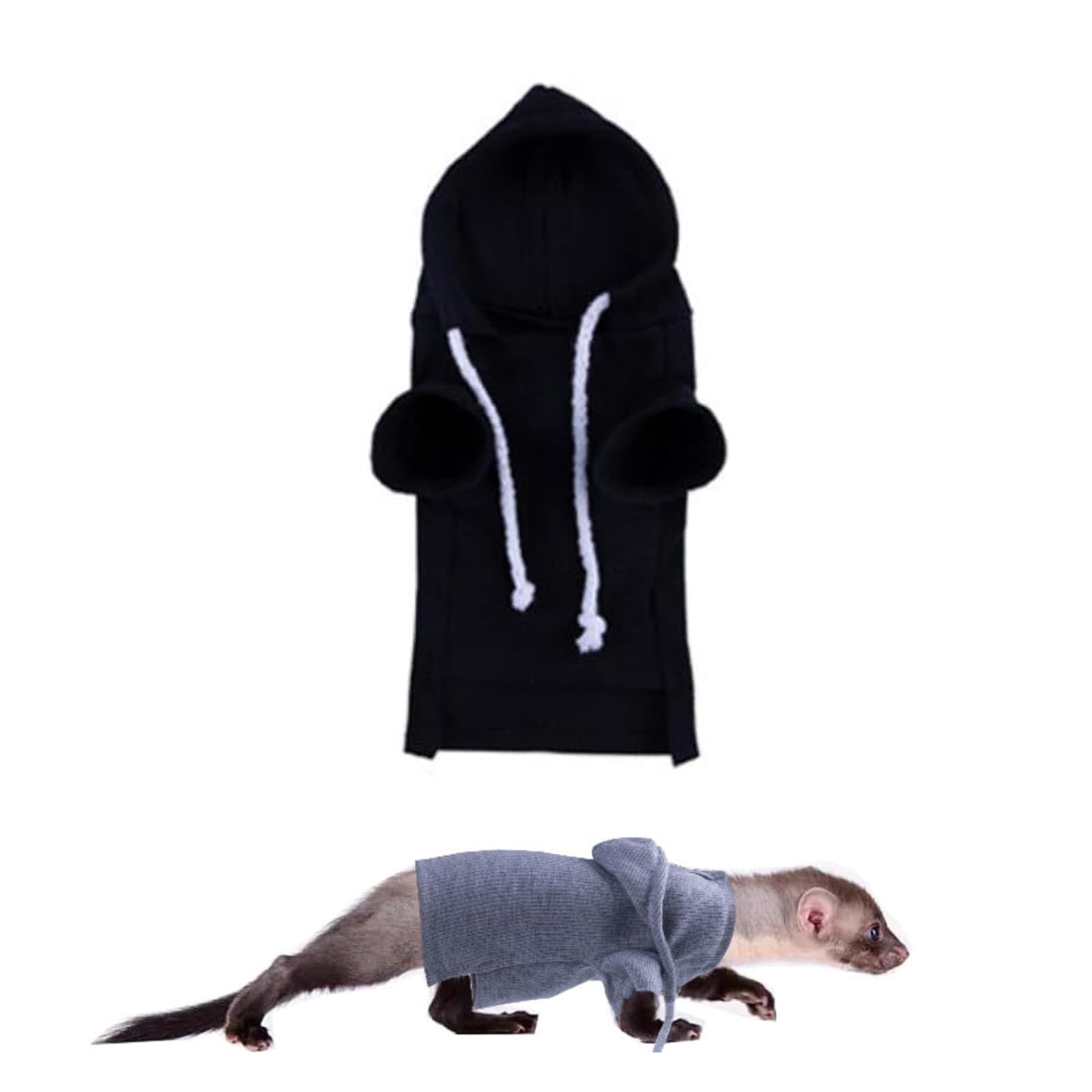 Ferret Clothes Cool Hoodie Sweater Outfits Funny Photo Prop for Small Animal Rat Hamster Guinea Pig Bunny Squirrels (Black,Medium)