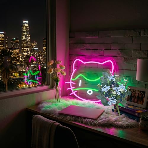 Image of Cat Neon Signs for Wall Decor LED Sign Neon Lights for Game Room Decor
