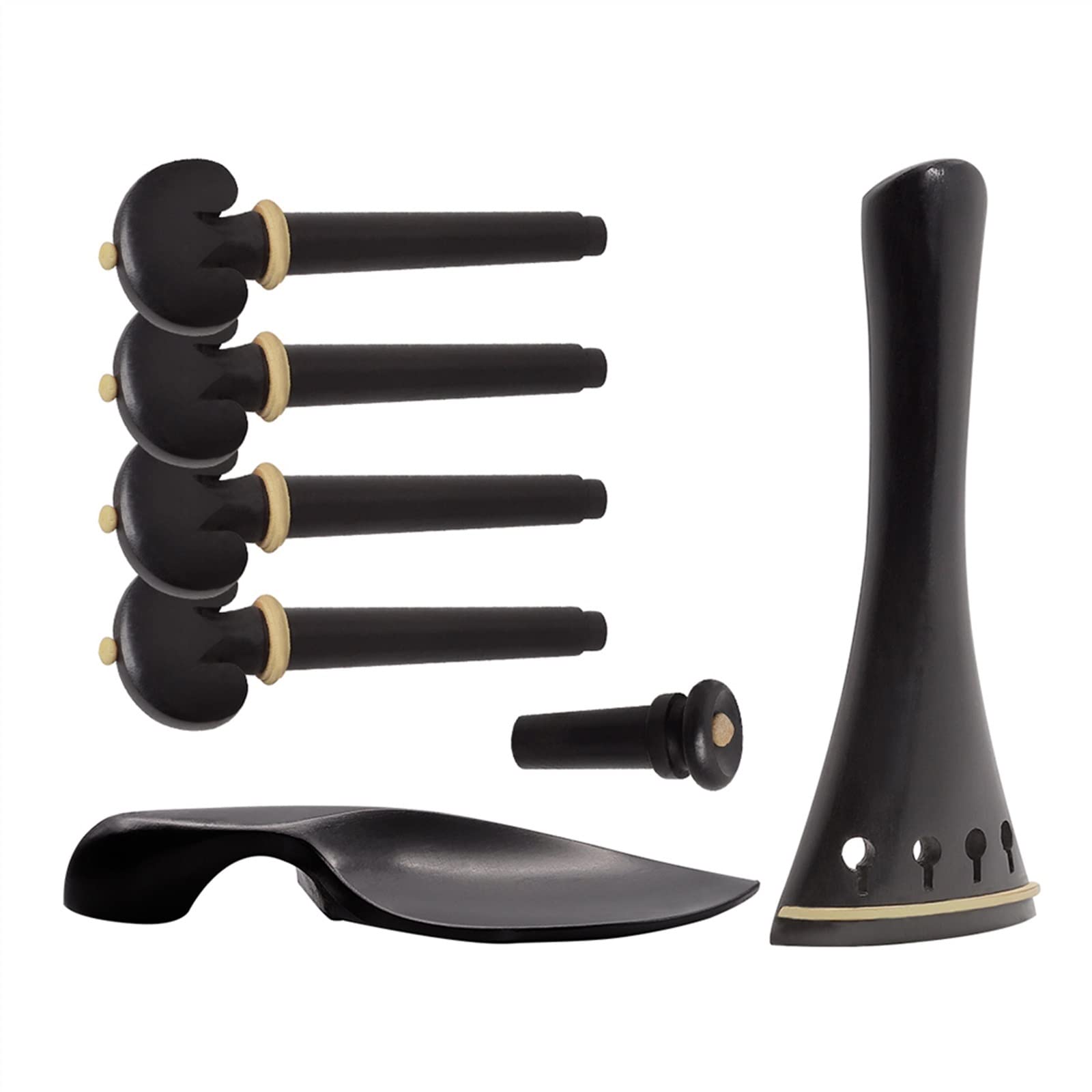 Parti di Ricambio per Violino 4/4 Dimensioni Ebano Violino Pioli Chin Rest End Pin Tuner Cordiera Set Violino Parti di Ricambio Accessori