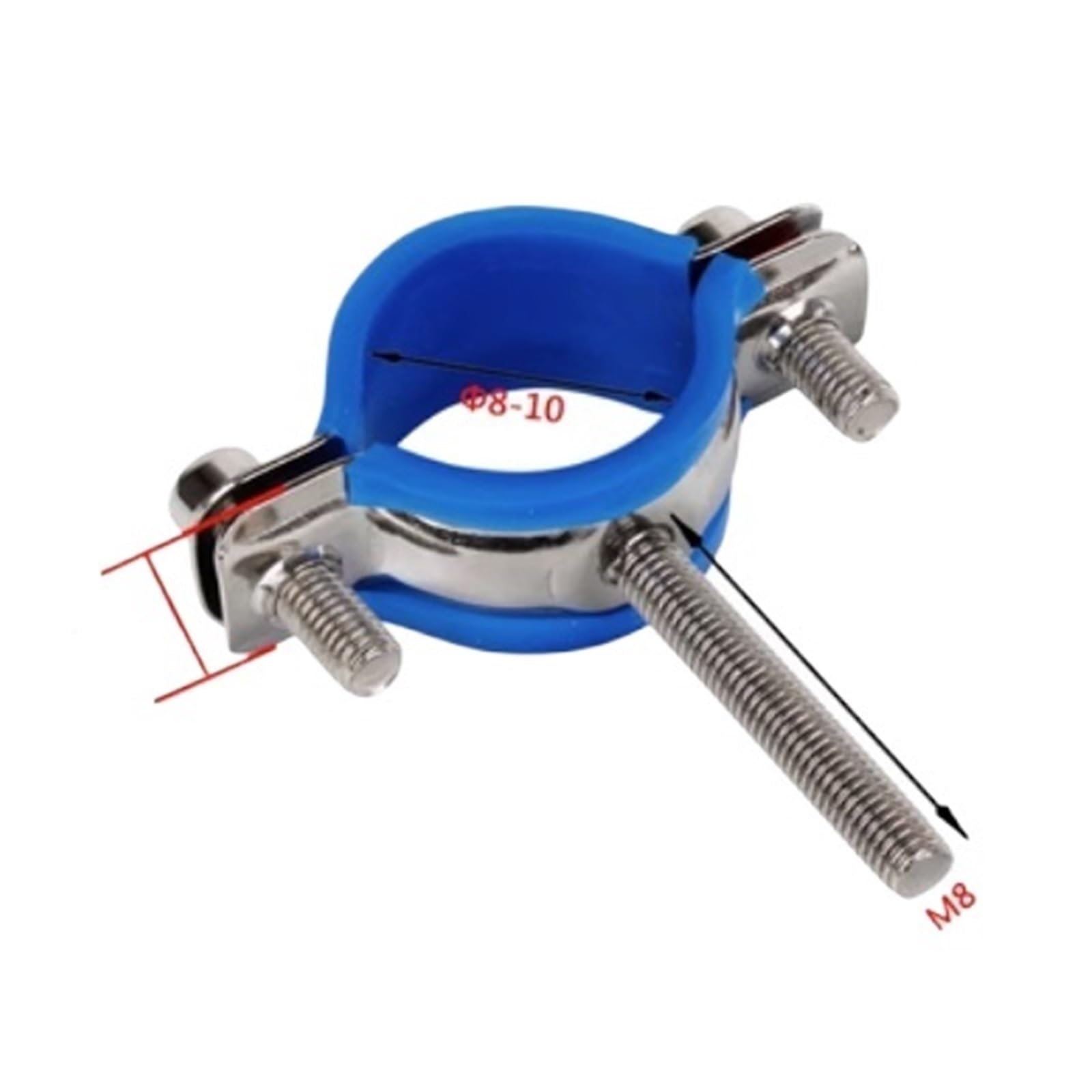 Potubi Men's Black Adjustable Pipe Bracket Clamp 304 Stainless Steel Hanger M8 Rod 50Mm 8-108Mm Od Multicolor(,38 40Mm)
