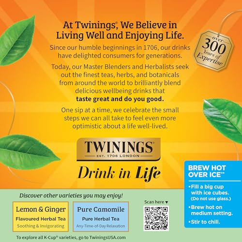 Image of Twinings Pure Peppermint Herbal Tea K-Cup Pods for Keurig, 24 Count (Pack of 4), Made with 100% Pure Peppermint, Naturally Caffeine-Free, Enjoy Hot or Iced
