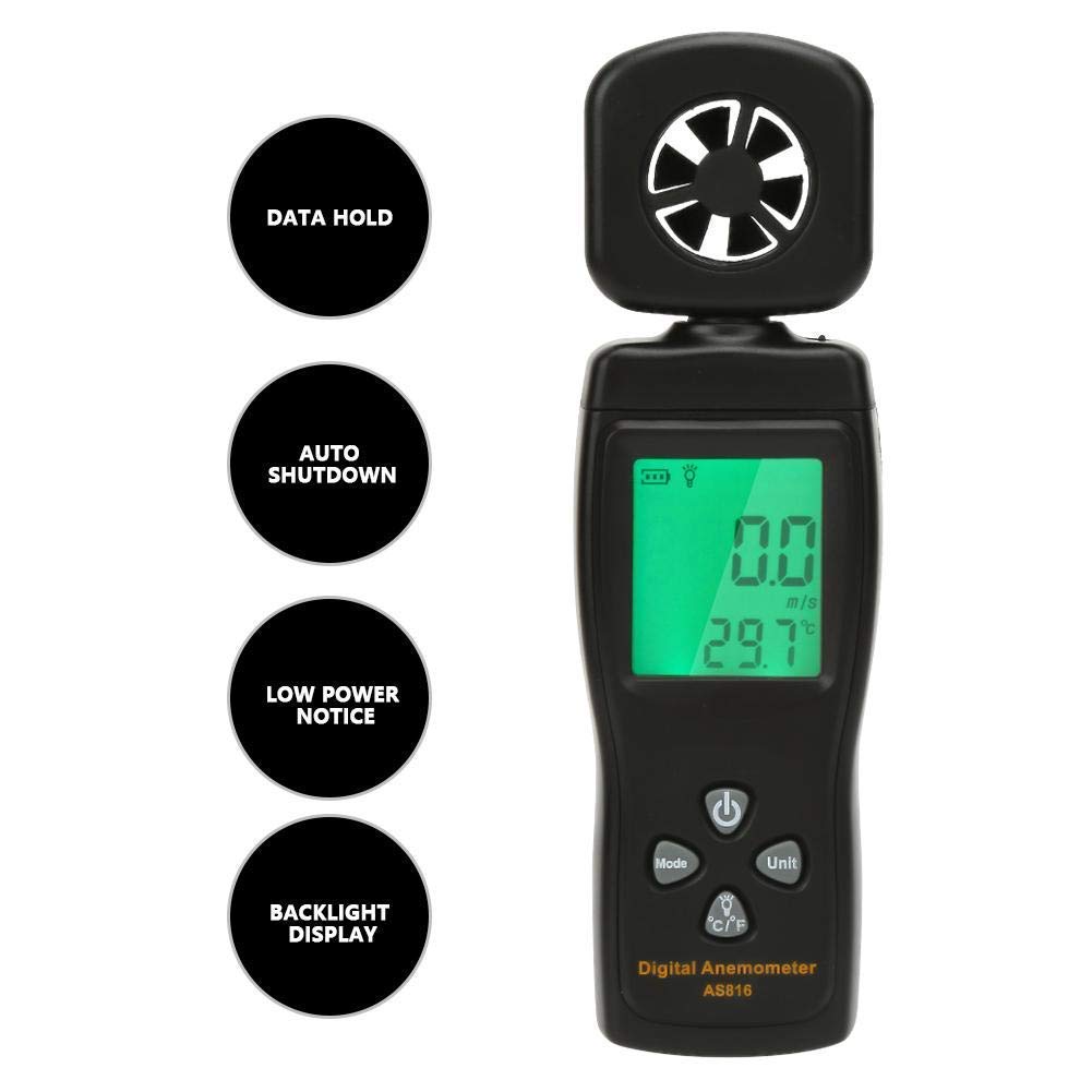 Testeur de Débit d'Air de Vitesse du Vent, SMART SENSOR AS816 0.3-30m / s Mini Anémomètre Numérique