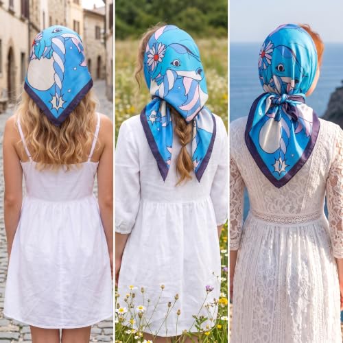 Image of Ravaiyaa - Attitude is everything Women Printed Silk Bandana 21 x 21 Inch Square Headband & Hair Wrap, Soft & Versatile | Fashion Neck Wrap