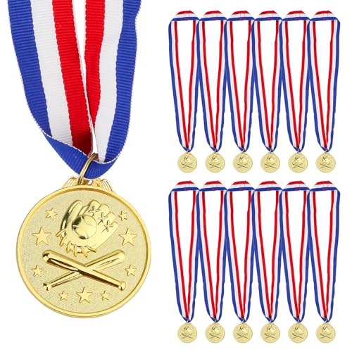 Acrridi Baseball Gold Medals for Awards 1st Winner Medals for Sports Competitions Party Olympic Style 2 Inches (12 Baseball)