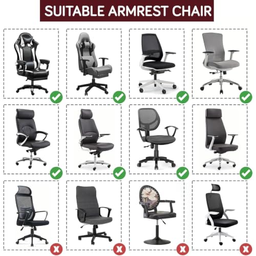 Image of HOKIPO 210gsm Jacquard Water Repellent Armrest Covers for Office Chair (Elastic Style), 1 Pair, Burgundy (NEW-AR-5931-BRGN)
