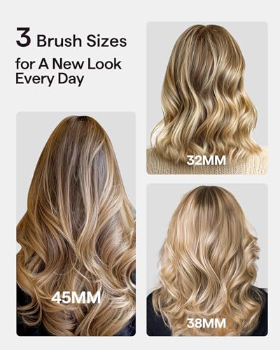 Wavytalk Conjunto de pincéis de cachos Pro, escova térmica bilateral de íons negativos com 3 tamanho