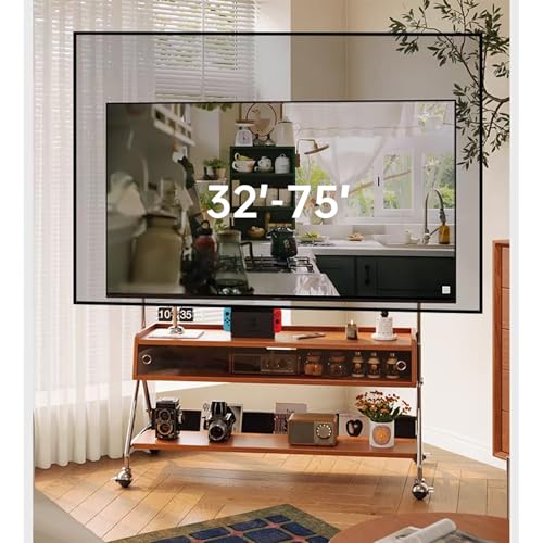 Soporte móvil para TV de madera maciza con ruedas para 32-75 pulg miniatura 7