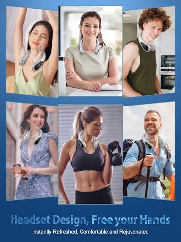 Image of Neck Air Conditioner, Portable Neck Fan with Cooling Plate 360Cooling Airflow, 5000mah Rechargeable USB Fan Hands Free Bladeless Wearable Foldable Mini Fan for Men Women Kids Home Office Outdoor