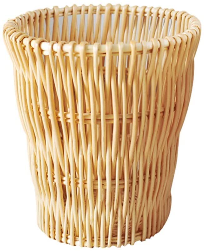 YMXWFC Bote de Basura Cesta Tejida pequeña Cesta de Basura Cesta cilíndrica Contenedor de Basura Baños Cocinas Hogar Oficinas Trabajo Hecho a Mano