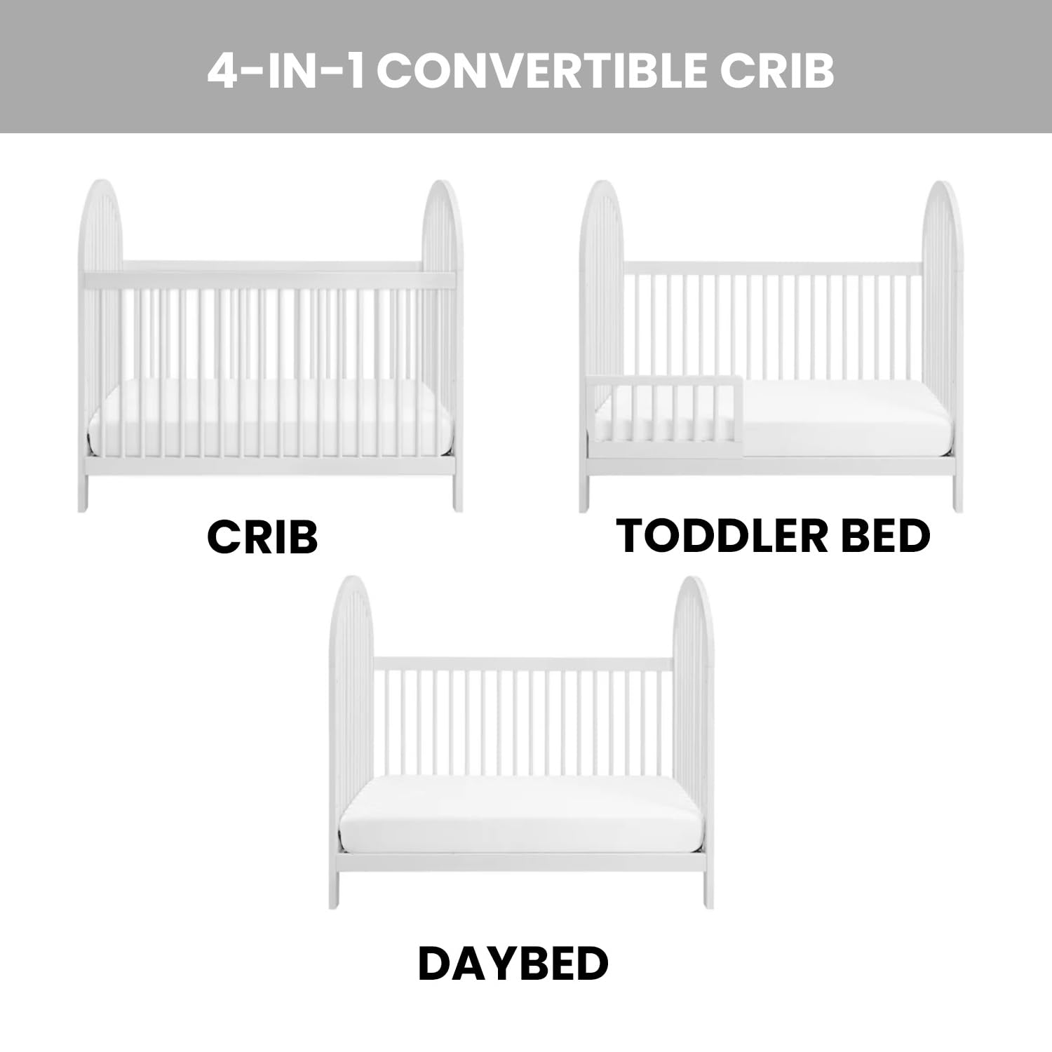 Soho Baby Everlee 3-in-1 Island Crib, Whitewash