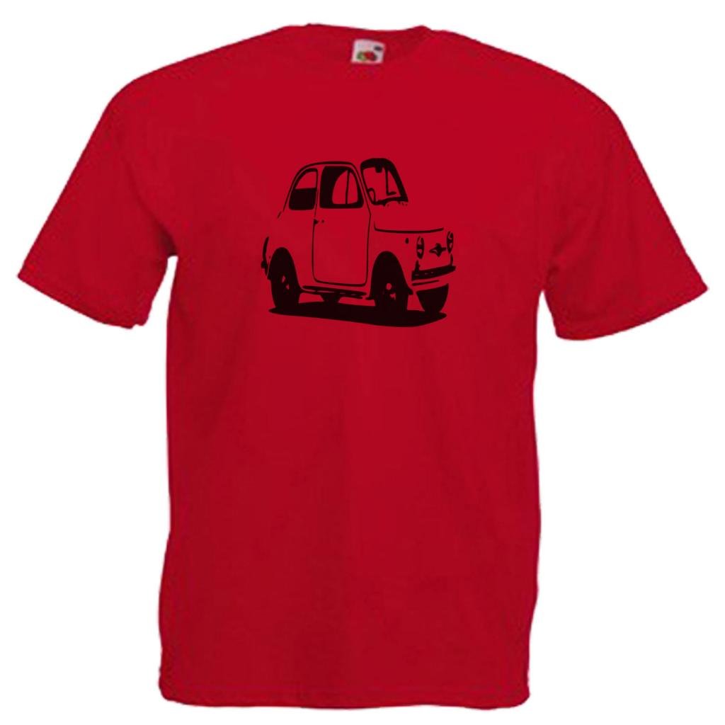 Shaniztoons Men's Red Fiat 500 T Shirt Xl
