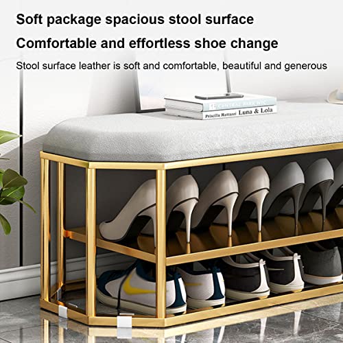 Étagère à chaussures en métal avec banc de rangement robuste