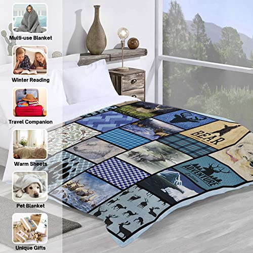 Domgoge Polar Bear Deer Blanket Throw Kids Soft Flannel Fleece Blankets Gifts Adult Rustic Lightweight Fuzzy Plush Travel Couch Sofa Farmhouse Decor - Image 3