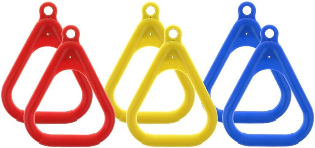 6 Pieces Swing Rings Playground Heavy-Duty Trapeze Swing Accessories & Replacement - Easy Grip Plastic - Colorful Swing Set Rings for Kids & Adults - Outdoor Garden Playset Toy -