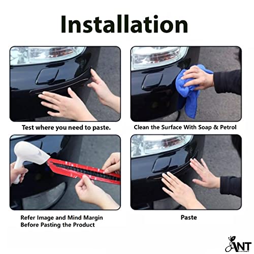 Image of TATA Punch Car Bumper Protector Guard Black Set of 4(Black,TATA Punch /Unbreakable Material) Before Use Clean Surface with Soap