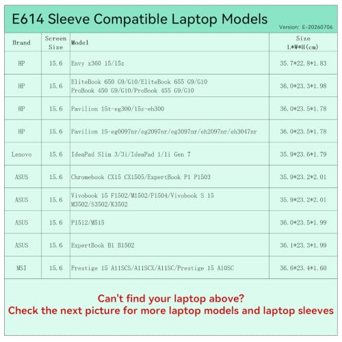 Image of Smatree Elite Laptop Sleeve for 15.6 inch HP ProBook /EliteBook /Pavilion /Envy x360, Lenovo IdeaPad Slim 3 /3i, ASUS Chromebook /Vivobook /ExpertBook, MSI Prestige, Protective Laptop Case with Pocket(E614)