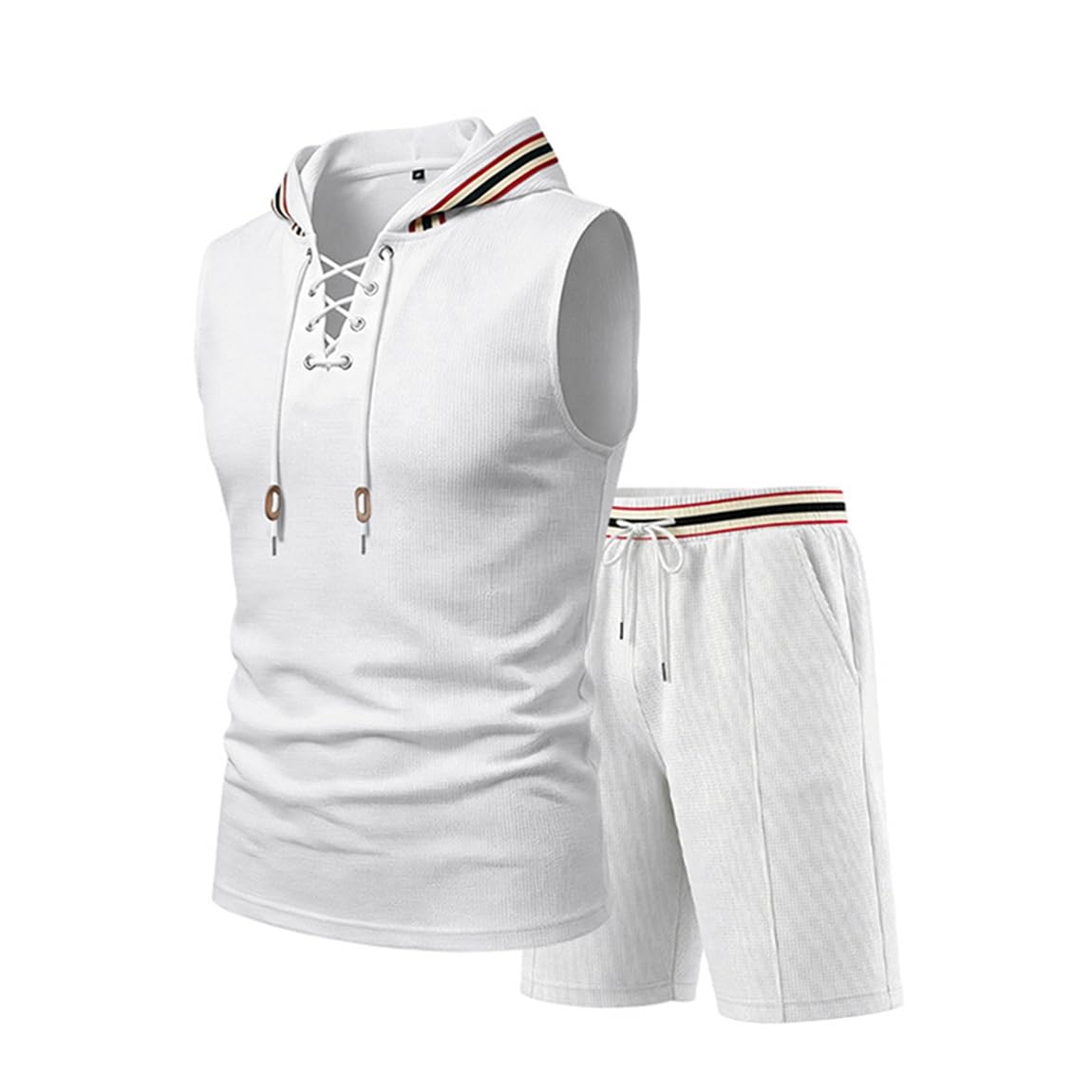 Générique Ensemble Homme Été 2 Pièces Débardeur Sans Manches et Short en Lin Mélangé Tenue Décontractée Respirante Style Casual Plage Vacances