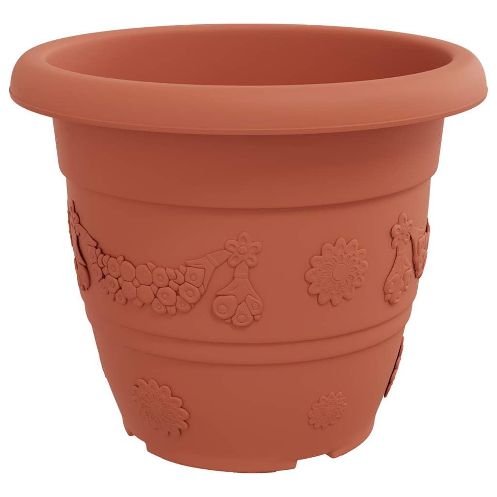 Runder Blumentopf 24 Stück Ziegelrot Ø 34 x 28 cm Kunststoff wetterfest leicht für Balkon Garten Terrasse Indoor Outdoor Pflanzenpflege