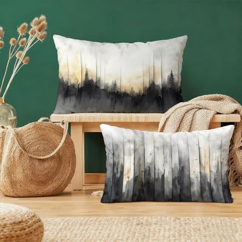 Housse de coussin noir et gris taie d'oreiller 40x80cm rectangulaire - 2