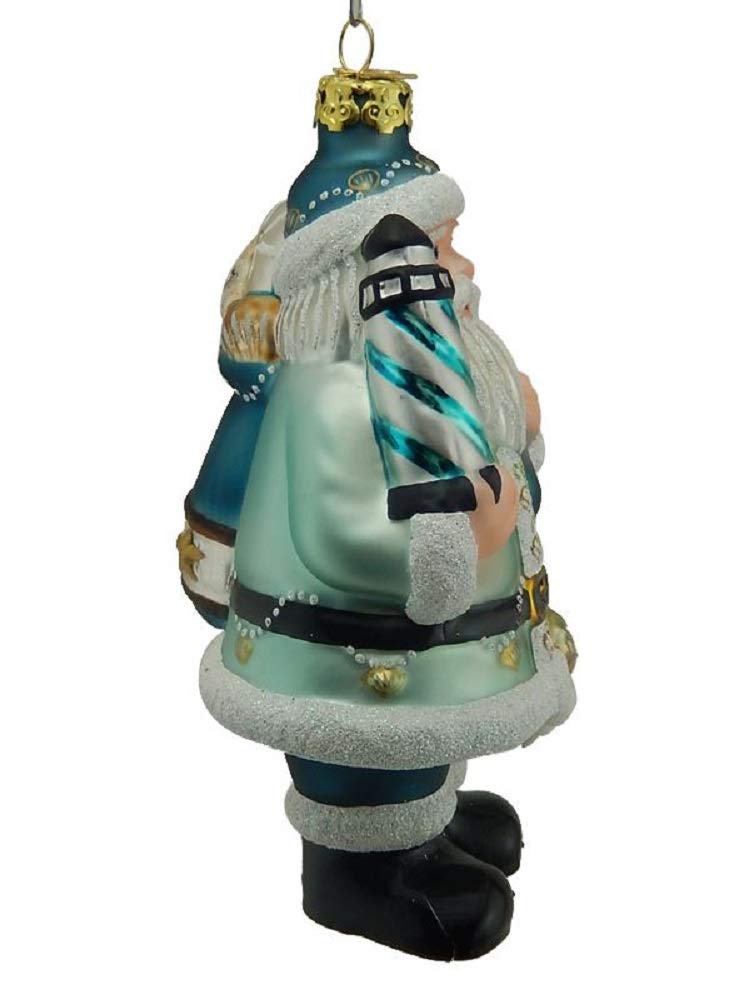 Kurt S. Adler – Ornamento Di Babbo Natale In Vetro Con Fenicottero – Collezione Noble Gems – 10,5 Cm
