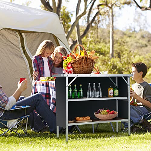 Giantex-Folding-Camping-Table-Aluminum-Portable-Bar-Table-435L-x-345H-2-Tier-Open-Storage-Shelves-Removable-Oxford-Cloth-Carrying-Bag-Foldable-Picnic-Table-for-BBQ-Outdoor-Party-Coffee Giantex Folding Camping Table Aluminum Portable Bar Table 435L x 345H 2 Tier Open Storage Shelves Removable Oxford Cloth Carrying Bag Foldable Picnic Table for BBQ Outdoor Party Coffee