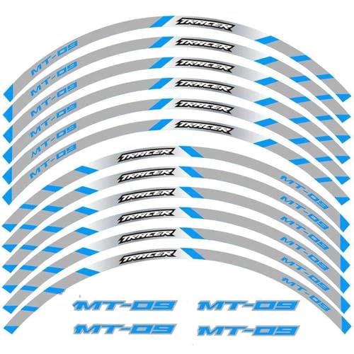 NMBZVE Felgenaufkleber Motorradzubehör Radaufkleber Reflektierende Radaufkleber Abziehbilder Reflektierende Felgen Für Y&amaha MT-09 MT09(Style 6)