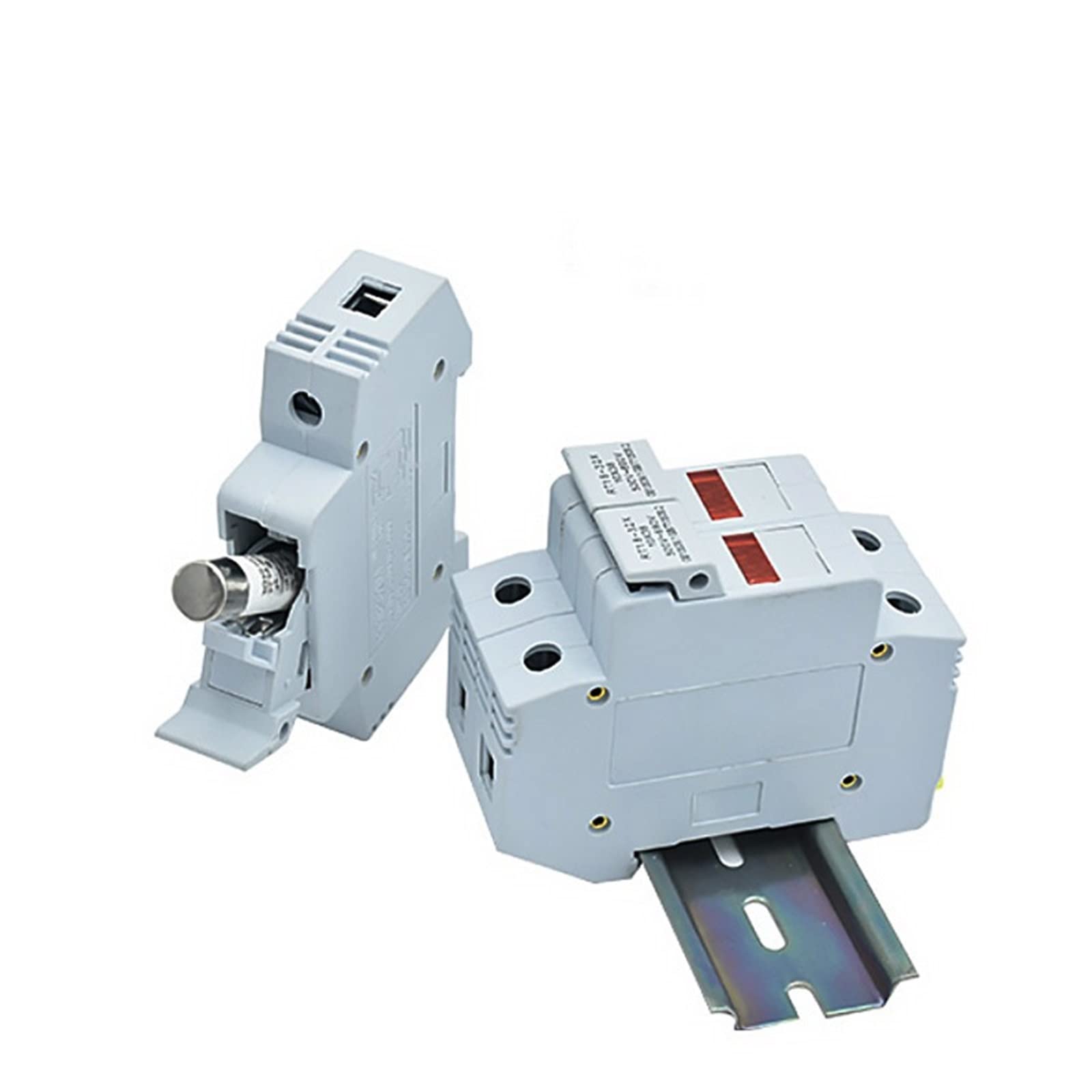 10Set Sicherungshalter Basis mit 10x38 Sicherung RO15 RS15 RT18-32X Flinke Keramiksicherung LCD-LED-Licht DIN-Schienenmontage(20A)
