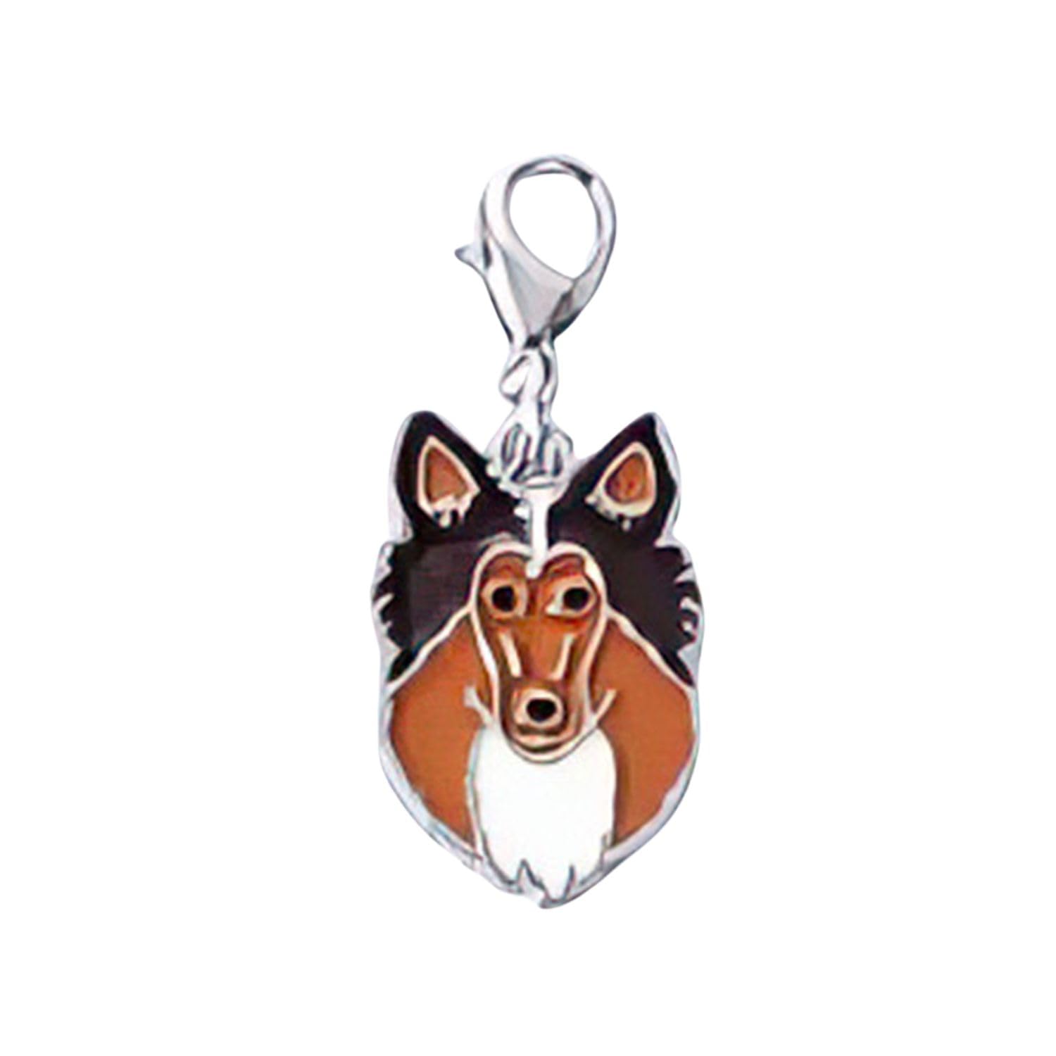 Blue Dream Island Dog ID Tags Pendant,Cute Mini Dog Keychain DIY Dog Collar Ornaments Keyring Dog Lovery Gift_Collie