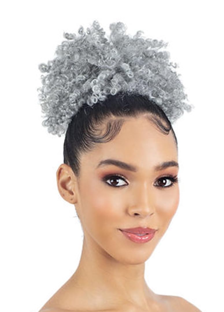 Mayde Beauty Candy Short Curly Drawstring Ponytail BOHEMIAN POP (GREY)