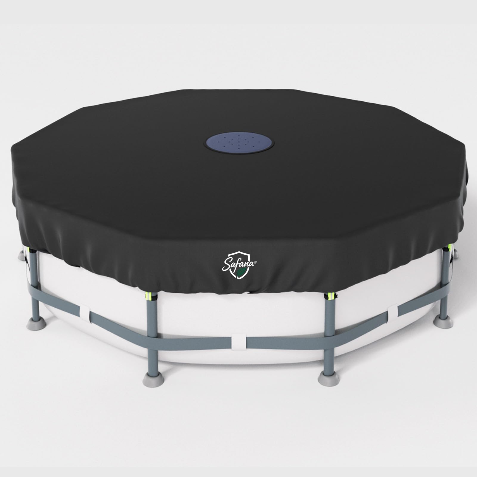 Safana 12FT Round Pool Cover [New Upgraded Multi-Stage Rainwater Pre-Filtration System] for Framed Above Ground Pool, Durable 420D Swimming Pool Cover Snug Fit, Filter Out Leaves Dust, UV Protection